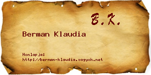 Berman Klaudia névjegykártya